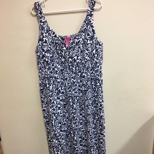 White and navy floral dress!